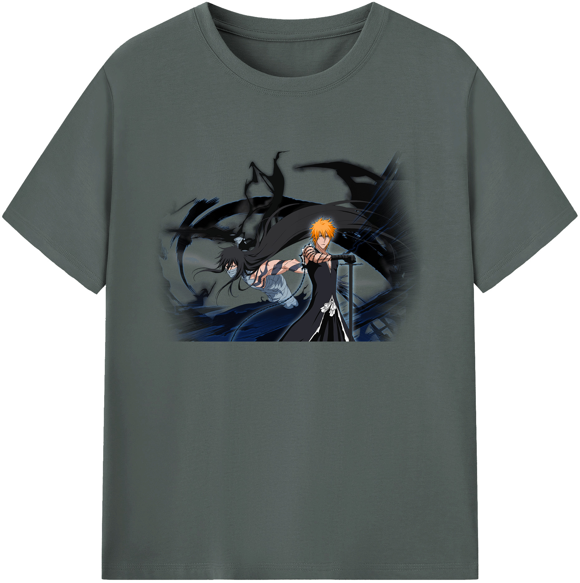 （画像用） ブリーチ 黒崎一護（くろさき いちご）BLEACH Kurosaki Ichigo 綿100％ メンズ半袖Tシャツ｜肌触りやわらか＆通気性